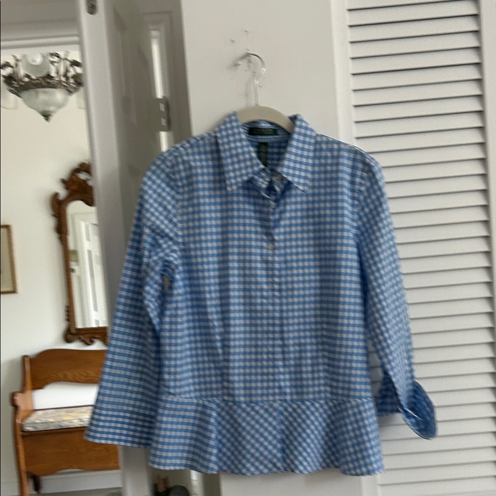 Ralph Lauren Blue and White Gingham Shirt